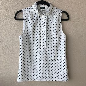 J. Crew Factory Polka Dot Ruffle Collar Top